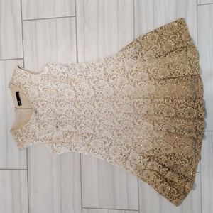 Leslie Fay Brown Ombre Lace Dress 16
